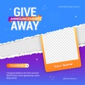 Giveaway winner announcement social media post banner design template