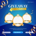 Giveaway winner announcement social media post banner design template