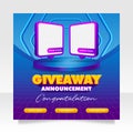 Giveaway winner announcement social media post banner template