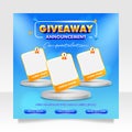 Giveaway winner announcement social media post banner template