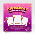 Giveaway winner announcement social media post banner template