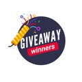 Giveaway winner gift contest banner text vector post template. Give away win concept competition reward design.