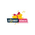 Giveaway winners template design for social media post, surprise package, subscribers reward. Gift box vector for advertising of Royalty Free Stock Photo