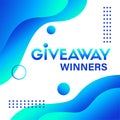 Giveaway winners. Vector blue liquid background template for social media contest post