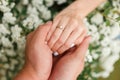 He gives his girlfriend an engagement ring in the botanical garden Royalty Free Stock Photo
