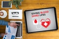 GIVING BLOOD SAVES LIFES Blood Donation Give Life Royalty Free Stock Photo