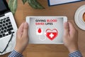 GIVING BLOOD SAVES LIFES Blood Donation Give Life Royalty Free Stock Photo