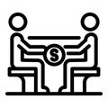 Giving a bribe under the table icon, outline style