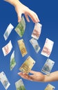 Giving euros Royalty Free Stock Photo