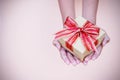 Giving gift box in with hands On special days for special perso Royalty Free Stock Photo