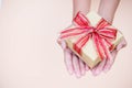 Giving gift box in with hands On special days for special perso Royalty Free Stock Photo