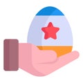 giving hand, Easter egg flat line icon Royalty Free Stock Photo