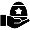 giving hand, Easter egg Silhouette, Glyph icon Royalty Free Stock Photo