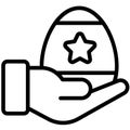 giving hand, Easter egg thin line icon Royalty Free Stock Photo