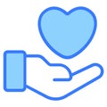 giving hart, fall in love Icon, simple design blue line