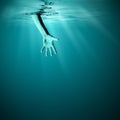 Giving helping hand in sea underwater Royalty Free Stock Photo