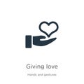 Giving love icon vector. Trendy flat giving love icon from hands and gestures collection isolated on white background. Vector