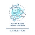 Giving more than getting back concept icon