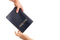 Giving Out A Bible Royalty Free Stock Photo