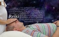 Giving a Reiki healing word cloud Royalty Free Stock Photo