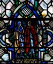 Giving shelter to people (good deed in stained glass)