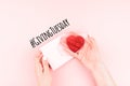 Giving Tuesday concept with red heart in hand Royalty Free Stock Photo