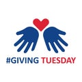 Giving Tuesday. Helping hand with heart shape