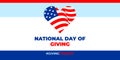 Giving Tuesday, NATIONAL DAY OF GIVING. Vector banner, poster, card for social media with the text GIVINGTUESDAY. It takes place