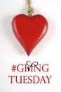 #Giving Tuesday with red heart on white - veritcal. Royalty Free Stock Photo