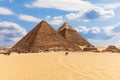 Giza desert with Famous Pyramids of Egypt, beautiful day view Royalty Free Stock Photo