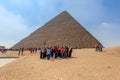 The ancient Egyptian Pyramid of Khufu with ruins, tombs and monuments in Giza, Cairo, Egypt