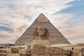 The pyramid of Chephren and the Great Sphinx of Giza, Egypt Royalty Free Stock Photo