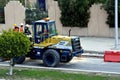 heavy yellow bulldozer, grader and excavator construction equipment, end loader vehicle, bulldozer quarry machine Royalty Free Stock Photo