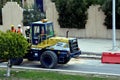 heavy yellow bulldozer, grader and excavator construction equipment, end loader vehicle Royalty Free Stock Photo