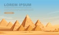 Giza Egyptian Pyramids desert landscape with sky flat vector illustration horizontal banner design Royalty Free Stock Photo