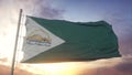 Giza flag, Egypt, waving in the wind, sky and sun background. 3d rendering