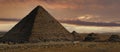 Giza Egypt Pyramids in Sunset Scene, Wonders of the World