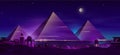 Egyptian pyramids night landscape cartoon vector Royalty Free Stock Photo