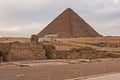 The giza plateau in the sahara desert. great pyramids Royalty Free Stock Photo