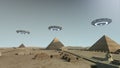 The Giza platform Egypt with some UFOs