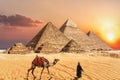 Giza Pyramid complex in Egypt, beautiful sunset view Royalty Free Stock Photo