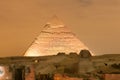 Giza Pyramid and Sphinx Light Show at Night - Cairo, Egypt Royalty Free Stock Photo