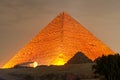 Giza Pyramid and Sphinx Light Show at Night - Cairo, Egypt Royalty Free Stock Photo