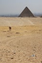 Giza pyramids in Cairo, Egypt. General view of pyramids from the Giza Plateau Three pyramids known as Queens& x27; Pyramids Royalty Free Stock Photo