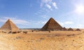 Giza Pyramids and the camp of bedouins and camels, Egypt Royalty Free Stock Photo