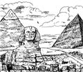 Giza pyramids with the great Sphinx in Egypt Royalty Free Stock Photo