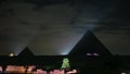 Giza pyramids light illumination show at night colorful and projection world seven wonders show