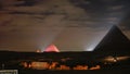 Giza pyramids light illumination show at night colorful and projection world seven wonders show