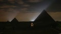 Giza pyramids light illumination show at night colorful and projection world seven wonders show