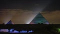 Giza pyramids light illumination show at night colorful and projection world seven wonders show